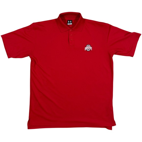Ohio State Buckeyes Polo Shirt Under Armour Men's M Red Golf Performance‎ Logo - Picture 2 of 6